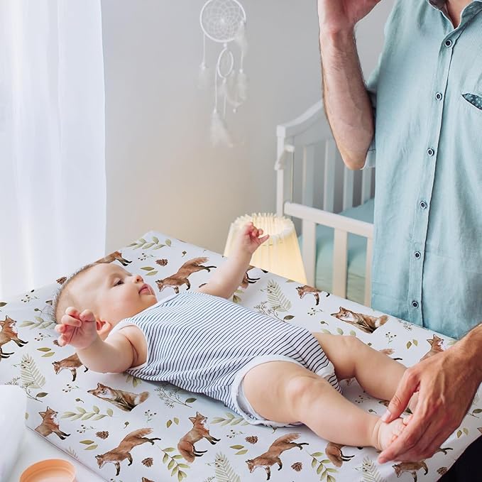 BROLEX Changing Pad Covers for Baby: Boy Girls Ultra Stretchy Soft 2 Pack, Fox Foliage