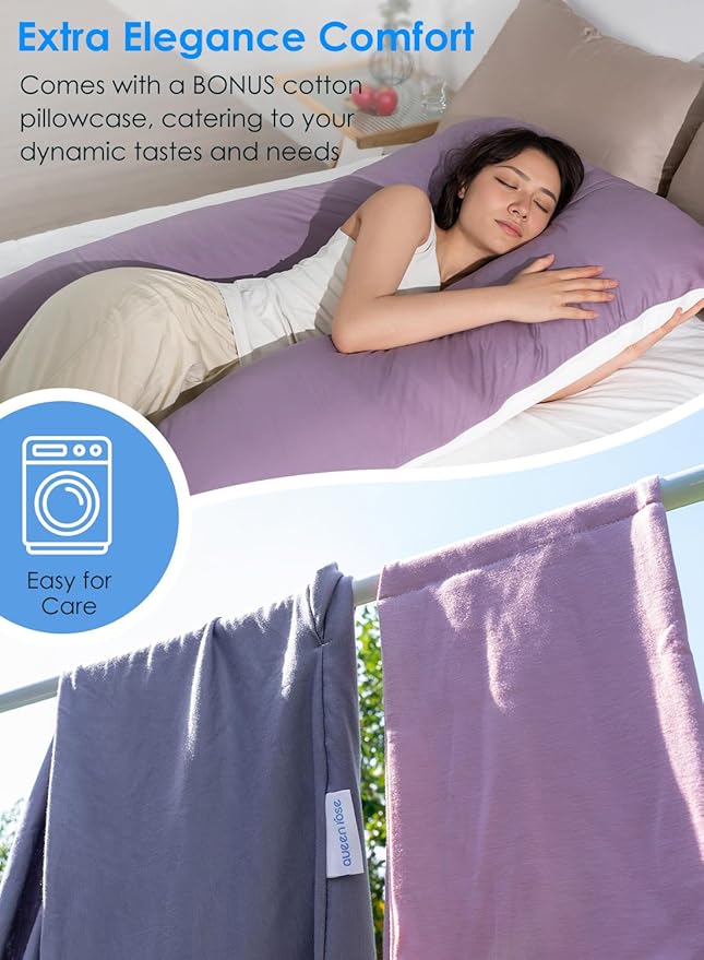 QUEEN ROSE Pregnancy Pillows, Cooling U Shaped Body Pillow for Sleeping, Maternity Pillow for Pregnant Women, with an Extra Cotton Pillowcase