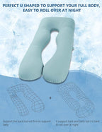 Meiz Pregnancy Pillow, Cooling Pregnancy Pillows for Sleeping, Maternity Pillow for Pregnant Women, Pregnancy Body Pillow with Cooling Jersey Cover, Green