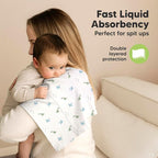 Organic Burp Cloths Baby Boy, Girl - 6-Pack Large Cotton Burping Cloths for Babies, Spit Up Rags, Super Absorbent, Ultra Soft Newborn Rag, Gender Neutral, Machine Washable, Durable (Roarsome)