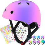 Color Gradient Adjustable Kids Bike Helmet Toddler Skateboard Helmets Boys Girls Child Ventilation Helmet for Multi-Sports Skating Cycling Scooter Balance