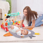CUTE STONE Baby Gym Play Mat & Learning Walker, Activity Mat with Play Piano, Musical Activity Center with Lights, Baby Push Walkers & Tummy Time Mat for Infant Newborn Toddlers