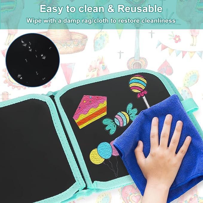 Erasable Book Doodle Set for Kids,Magic Drawing Book for Kids,Reusable Drawing Book 12 Watercolor Pens 14 Page Drawing,Road Trip Car Game Writing Painting Set for Boys and Girls (Forest Party)