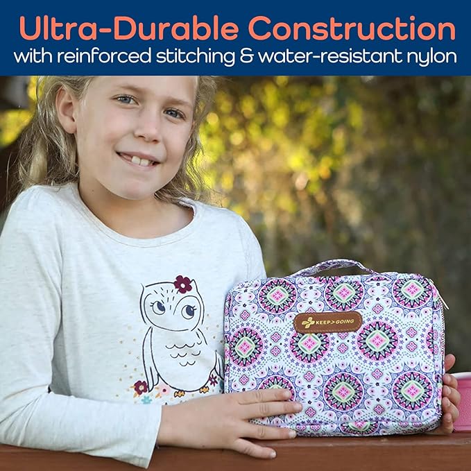 KeepGoing Large Home First Aid Kit for Kids – 270 Pc. for Car, Home, Dorm, & Boat with Latex-Free Bandages – 10 x 7 x 3.5 in. Travel First Aid Kit (Boho)