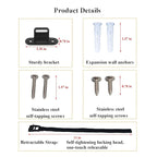 Anti Tip Furniture Anchors (2 Sets),Heavy Duty Furniture Wall Anchor,Adjustable Earthquake Straps,Furniture Anchors for Baby Proofing,Black