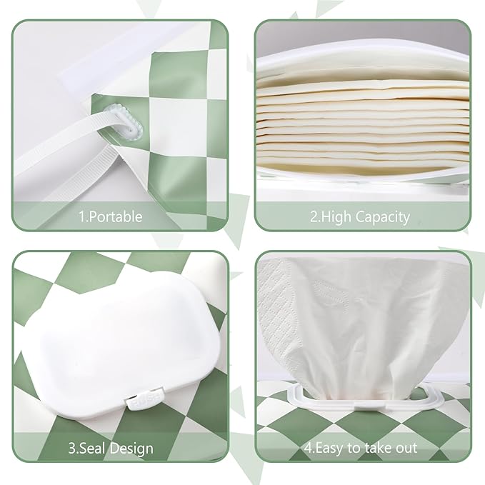 FEBSNOW 2 Pack Baby Wipes Dispenser Holder, Portable Refillable Baby Wet Wipes Pouch Container Reusable Travel Case