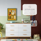 dadada LaLa 6 Drawer Dresser for Nursery - Modern Design, Deep Drawers, Baby-Safe Finish, Anti-Tip Safety, Durable Construction, Extra Wide 55” Dresser. (Big 6-Drawer)