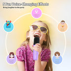Karaoke Microphone Machine Toys for Kids Adults, Mini Portable Bluetooth Speaker with 2 Wireless Mics, Christmas Birthday Gifts for Boys Girls Ages 3 4 5 6 7 8 9 10 11 12+ Year (Purple)