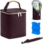BreastMilk Cooler with Ice Packs and Tote Bags for Nursing, Large Capacity, Waterproof, Fits 9 Baby Bottles Up to 11 oz, Dark Brown