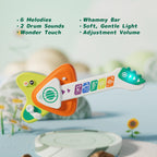 Toddler Baby Guitar Piano Keyboard for 1-3, Touch Baby Piano Guitar Toy for 1 Year Old Musical Toy w/ 3 Modes, Light, Melodies, Music Cards, Adjustable Volume, Birthday Gift for 10–18 Mos &1–3 Yrs Old