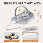 Baby Bouncer Seat, Portable Baby Bouncer, Soothing Vibrations Infant Seat with Music, 0-6 Months 6-20 lbs(Gray)