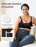 Momcozy Mesh Support Pumping Bra Hands Free Suitable for 36C-44G, Comfortable Plus Size Pumping and Nursing Bra in One