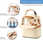 Breastmilk Cooler Bag with Ice Pack & Mat Fit 6 Bottles Up to 9 Ounce, Baby Bottle Cooler Bag for Moms, Daycare & Travel, Black