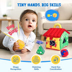 JoyCat Infant Toys 6-12 Months, Soft Sensory Toy with 4 Fabric Shapes, Baby Learning Shape Sorter for 3 4 5 6 7 8 9 10 11 12-18 Months, Baby Shower Birthday Gift Boy Girl