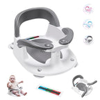 Baby Bath seat for Babies 6 Months & up, 360° Stable Toddler Bath Chair with one-Touch Button, Back Hollow Design, Water Temperature Card & 4 Suction Cups for Safety (Gray)