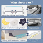 3-Piece Bed Rail for Toddlers with Headboard Rod, Adjustable Baby Bed Rail Guard (78.7 * 78.7 * 59 Inch-Queen Size)