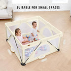 Baby Playpen Foldable, Playard for Babies and Toddlers, Portable Playpen Activity Center with 50 Balls+2 Handles for Travel, Indoor & Outdoor Play Pen with Mesh 50''x50''