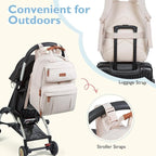 mommore Diaper Bag Backpack, Large Diaper Bag Expandable for 2 Kids/Twins, Durable Baby Bag with Changing Pad, Water Resistant Travel Diaper Backpack for Mom Dad