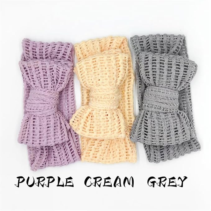 Handmade Baby Headbands Stretchy Waffle Hair Bands with Bows for Newborn Infant Baby Toddler Girls Headwrap Hair Accessories (STYLEA-02, MEDIUM)