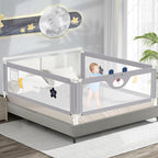 3-Piece Bed Rail for Toddlers with Headboard Rod, Adjustable Baby Bed Rail Guard (78.7 * 78.7 * 59 Inch-Queen Size)