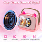 Mini Karaoke Machine Toys Gifts,Kids Portable MP3 Player with 2 Wireless Microphone and LED,Christmas Birthday Gifts for Girls Boys 3 4 5 6 7 8+ Year Old (Pink)