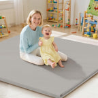 Baby Play Mat 47x47 Inches, Extra Thick 1.2" Foam Floor Mat for Tummy Time & Crawling, Waterproof Non-Slip Faux Leather Playpen Mat for Infants Toddlers, Indoor Outdoor Gym Activity, Gray