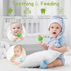 WAJIAYON Baby Fruit Feeder Pacifier - 12 Pack | 2 Infant Food Feeder Pacifier & 1 Babies Food Dispensing Spoon | Fresh Fruit Teethers for Babies | Silicone Feeder Baby,Infant Teething Feeders(Green)