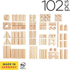 HABA Extra Large Wooden Building Blocks 102 Piece Set: Open-Ended Stacking Toys, Toddler Blocks, and Wooden Toys Made in Germany