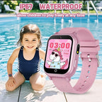 Kids Smart Watch Gift for Girls Ages 3-12, IP67 Waterproof, 32 Puzzle Games, HD Touchscreen Dual Camera Vedio Pedometer Music Player, Kids Watch Toy Birthday Gifts for Girls Ages 5 6 7 8 9 10 (Pink)