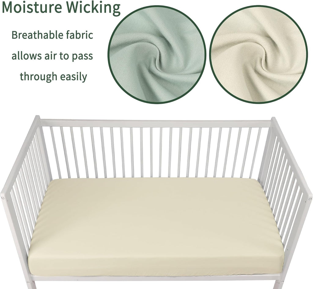 Baby Crib Sheets for Boys Girls, 2 Pack Fitted Crib Sheet for Standard Crib and Toddler Mattress, Soft Microfiber Baby Sheet 52x28x8in (Brown & Green)