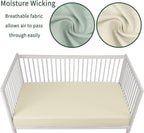 Baby Crib Sheets for Boys Girls, 2 Pack Fitted Crib Sheet for Standard Crib and Toddler Mattress, Soft Microfiber Baby Sheet 52x28x8in (Brown & Green)