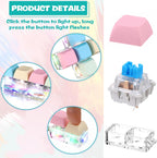 4 Pcs Keyboard Fidget Keychain Decompression Toys Keyboard Fidget Clicker Finger Keyboard Toys,Fidget Keychain with LED Light Stress Relief Keyboard,Keyboard Clicker for Gifts to Pass The Boring Time