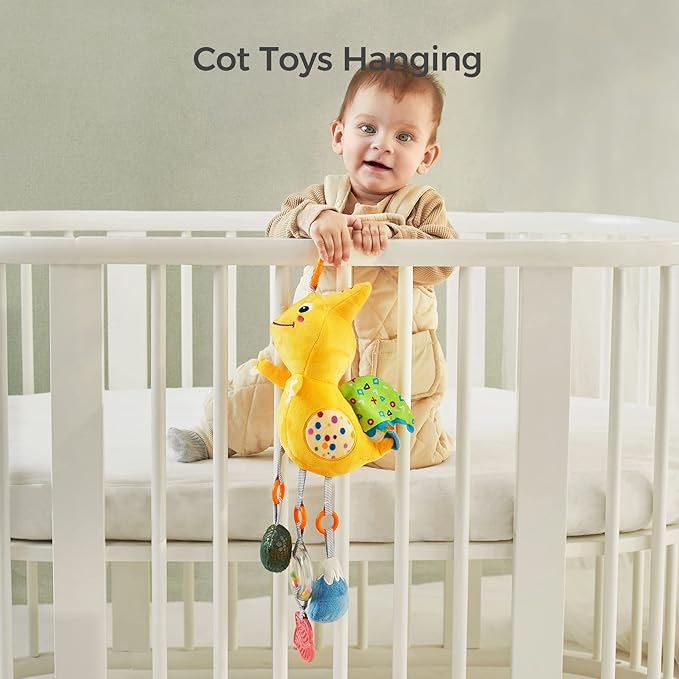 TUMAMA Dinosaur Hanging Rattle Toy, Car Seat Stroller Crib Mobile Toy for 3 6 9 12 Months Boys, Girls Newborn Infants Toddlers