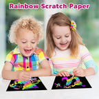 ZMLM Scratch Art Crafts Girls Gifts, 60 Rainbow Scratch Paper Art Gifts for 3 4 5 6 7 8 9 10 Years Old Girls and Boys Kids, Arts and Crafts for Kids 4-6 Birthday Toys and Games Activities Gift (Pink)