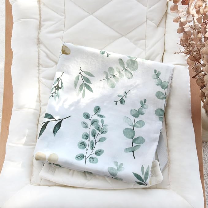 LifeTree Muslin Baby Lounger Cover, Newborn Slipcover Lounger Cover for Boys Girls Infant, Soft 70% Viscose from Bamboo and 30% Cotton, Cover Only, Eucalyptus Pattern