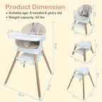 9 in 1 Convertible Baby High Chair with Booster, Wooden Highchair for Babies and Toddlers with Adjustable Tray & 5-Point Harness, Multi-Functional Growing Seat for Feeding, Learning & Play, Beige