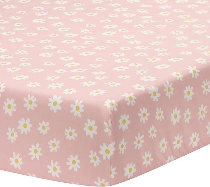 Lambs & Ivy Daisy Dreams Breathable 100% Cotton Baby Fitted Crib/Toddler Sheet