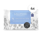 LILLYDOO Baby Wipes with 99% Water – Unscented, Hypoallergenic, Plant-Based, Strong & Plastic-Free, Compostable, 4 resealable Packs x 72 (288 Wipes Total)