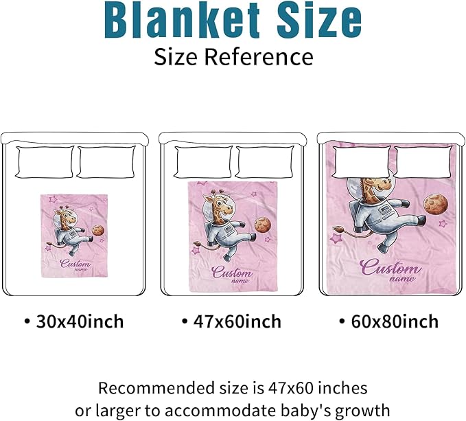 Personalized Baby Crib Bedding Set – Deer Astronaut Pattern Nursery Bedding Sets 3 Piece with Custom Name Blanket, Fitted Crib Sheet & Changing Pad Cover – Ideal Newborn Gift for Girls
