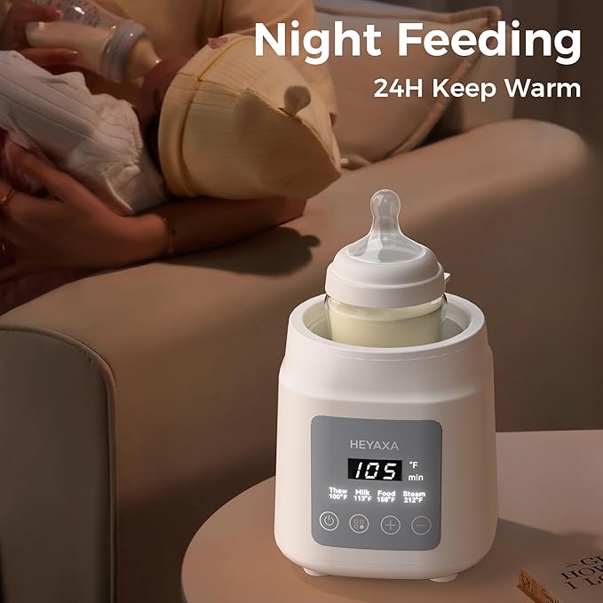 Bottle Warmer with Even Heating to Prevent Nutrient Loss from Fast Heating, Baby Bottle Warmer for Breastmilk & Formula, Accurate Temp Control, Defrost, Keep Warm, Heat Baby Food (White)