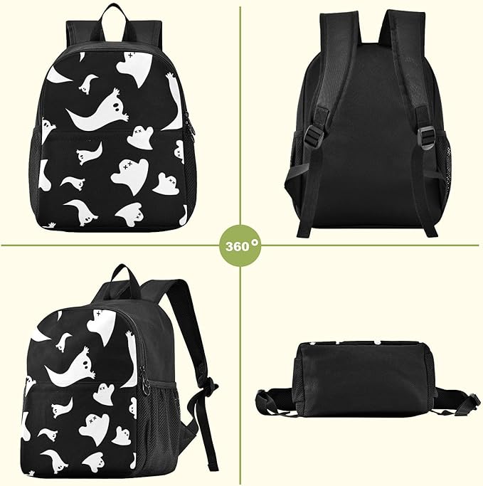 Toddler Backpack Halloween Ghost Waterproof Mini Backpack Boys/Girls Cute Small Backpack Kindergarten Pre School Bags 11 Inch