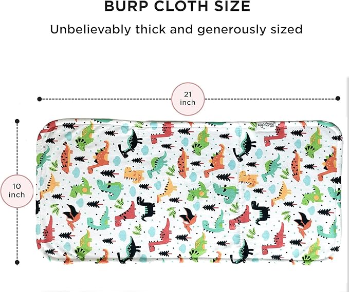 Premium 5-Pack Large Organic Cotton Burp Cloths – 3 Layers, Ultra Soft & Absorbent Burping Towel, Shoulder Towel & Hand Towel