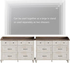 WAMPAT 2 Pack Kids Dresser with 12 Drawers, 2-in-1 Baby Dresser for Bedroom & Kids Room, Rustic Chests & Dressers Wooden Closet Organizer for Children’s Bedroom, Antique White