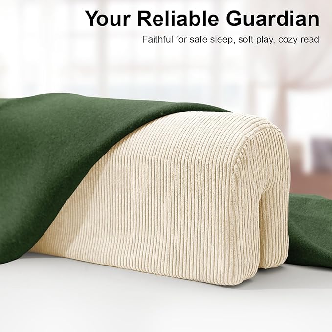 Bed Rail Bumpers Protector, Hospital Bed Rails Padding, Loft Beds and Bunk Beds Bumpers Protector, Premium Soft Memory Foam - Anti-Bump | Fall Prevention, Size 35.4 x 5.5 x 7.9 Inches, Beige