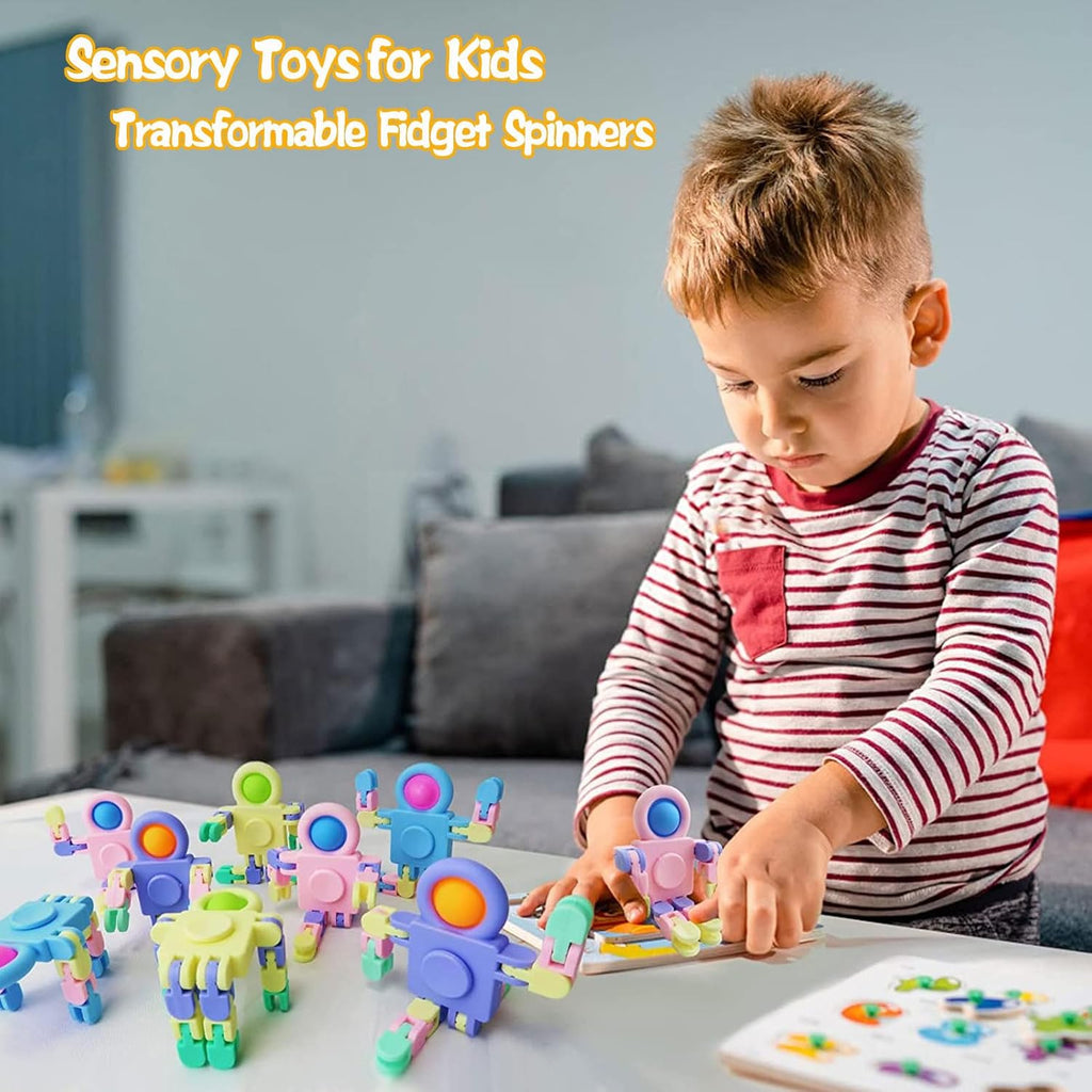 Transformable Fidget Spinners for Kids and Adults, 4 Pack Fidget Toys for Teens Anxiety, Sensory Toys for Autism ADHD Stress Relief, Gift Party Favors for Boys Girls, Random Color