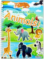Jelly Sticker Book for Kids 2-4 Travel Essentials, Reusable Sticker Book + 8 Scenes + 2 Matching Games + 51 Large Animal Stickers for 1-3 Toddler Activities (Animals)
