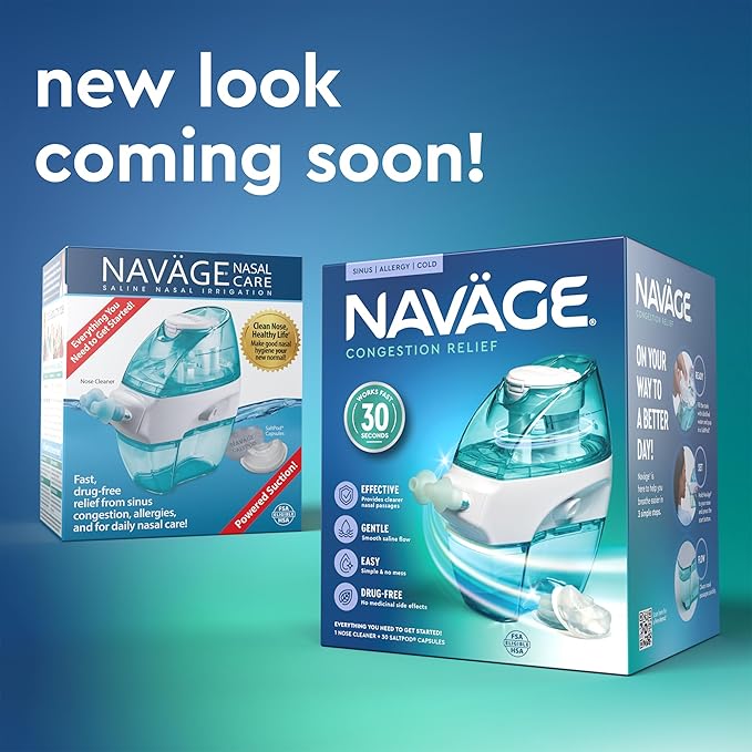 Navage Deluxe Bundle Nasal Irrigation System - Saline Nasal Rinse Kit with 1 Nose Cleaner, 30 Salt Pods, Paisley Travel Bag and 1 Countertop Caddy