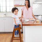 Wooden High Chair for Toddlers, Adjustable Dining Feeding Chair with Removable Cushion for Child, High Chair Grows with Your Kid with Steps for Kids Dining, Studying, Step Tool(Nut-Brown)