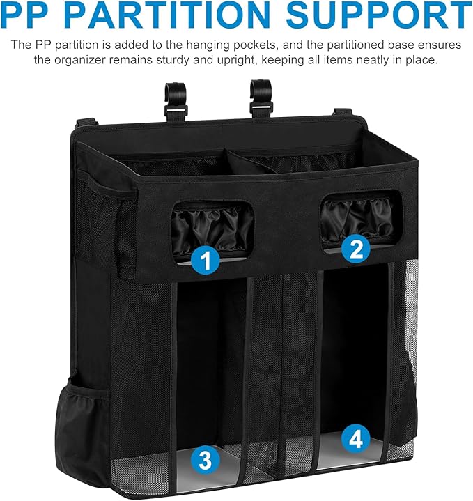 Accmor Changing Table Diaper Organizer, Hanging Diaper Caddy Organizer Stacker for Cribs Changing Table Playard Wall Baby Essentials Storage, Black