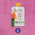 Kekoa Foods 100% USDA Certified-Organic Vegetarian Baby Food Puree Starter Packs: Gluten-Free, Vegan 3.5 oz Squeeze Pouches (12 Pack) | Apple Ginger, Squash & Kale w/Turmeric | High Fiber & Vitamins